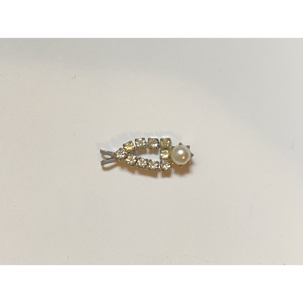 Vintage Rhinestone Faux Pearl Drop Pendant Necklace Charm